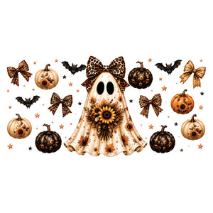 16 Oz Sunflower Leopard Ghost Cup Wrap - UV DTF Transfer