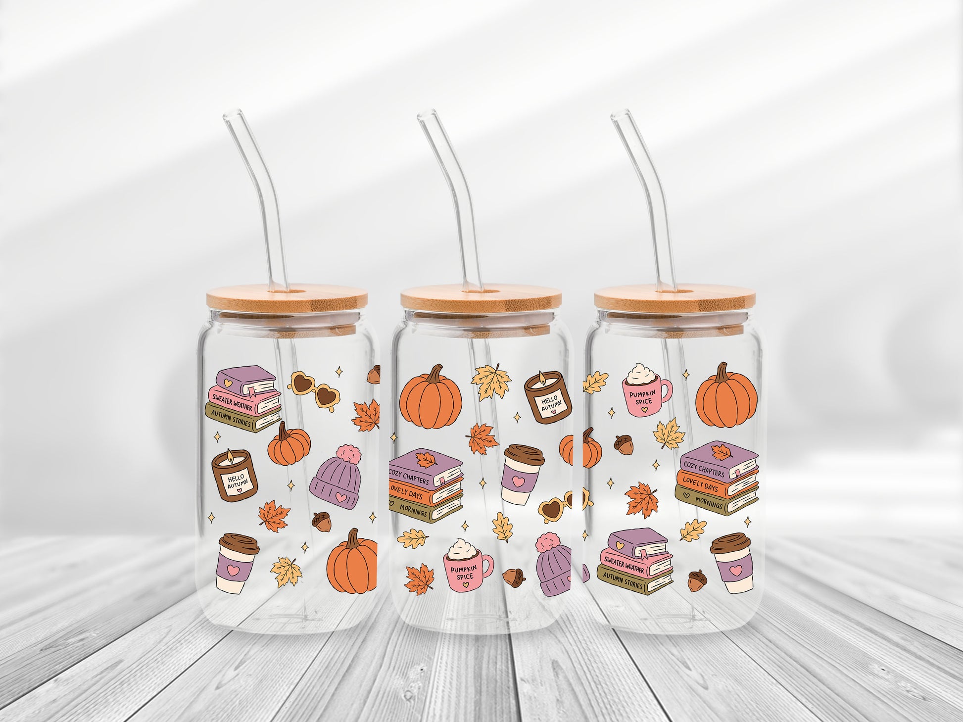 16 Oz Autum Vibes Cup Wrap - UV DTF Transfer