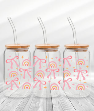 16 Oz Bows And Rainbows Cup Wrap - UV DTF Transfer