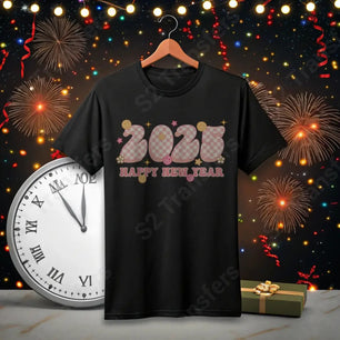 2025 Happy New Year Checkered - DTF Transfer DTF Transfer