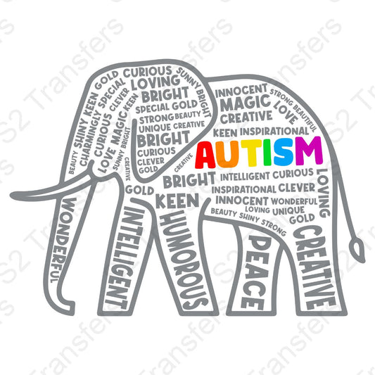 Autism Awareness Elephant Typography