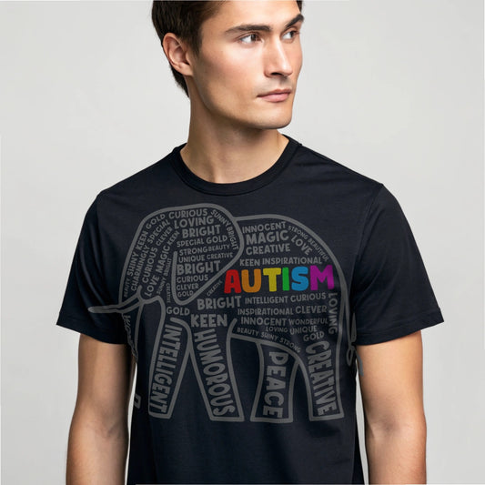 Autism Awareness Elephant Typography - DTF Transfer