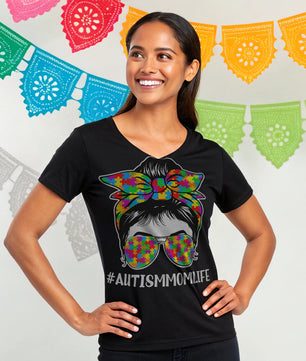 Autism Mom Life Messy Bun - DTF Transfer