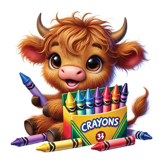 Baby Highland Cow Crayons - DTF Transfer