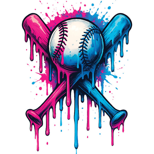 Baseball Bat Ice Cream Drip - DTF Transfer