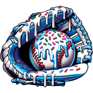 Baseball Ice Cream Drip Blue Glove - DTF Transfer