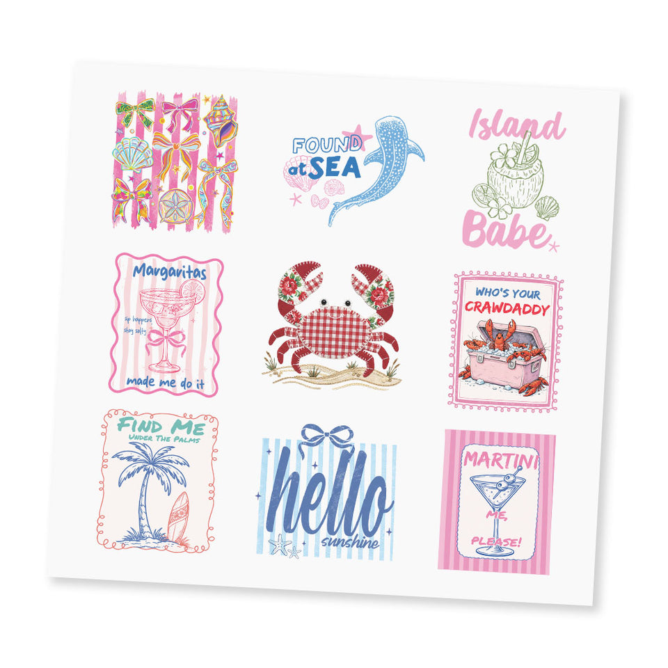 Beach UV DTF Sticker Sheet