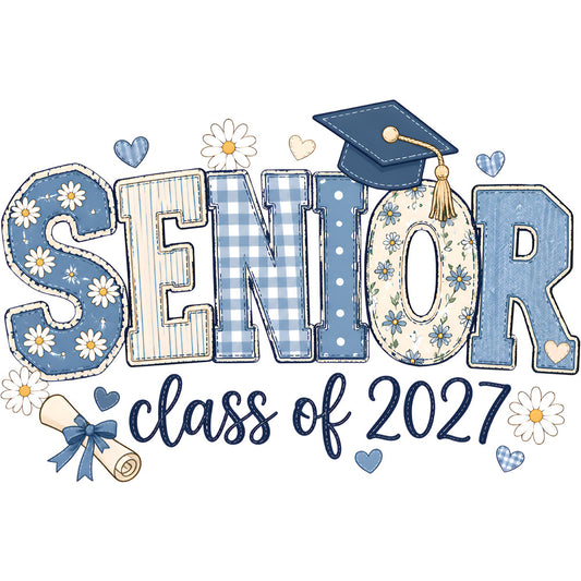 Blue Patterns Senior 2027 – DTF Transfer