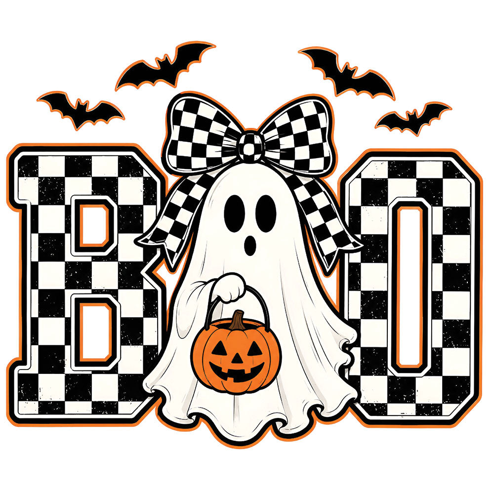 Boo Checkered Ghost – DTF Transfer