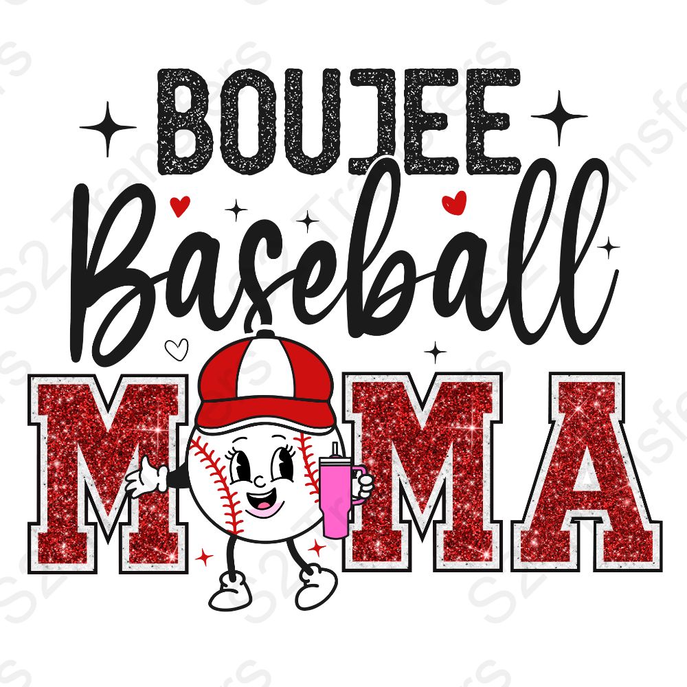 Faux Glitter Boujee Baseball Mama