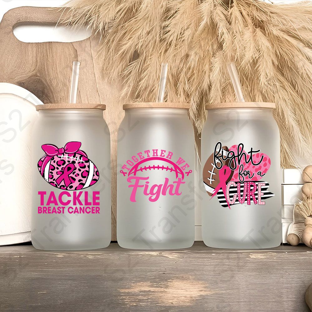 Breast Cancer Football UV DTF Sticker Sheet