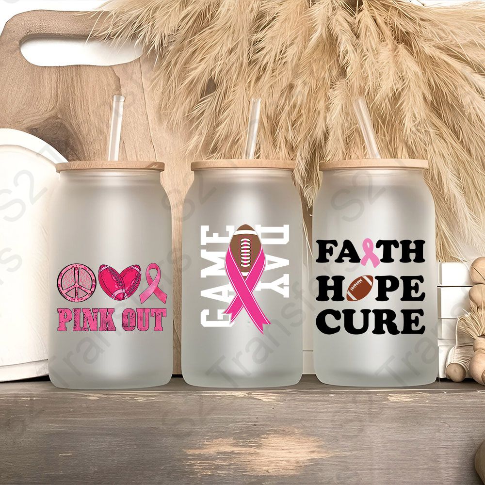 Breast Cancer Football UV DTF Sticker Sheet