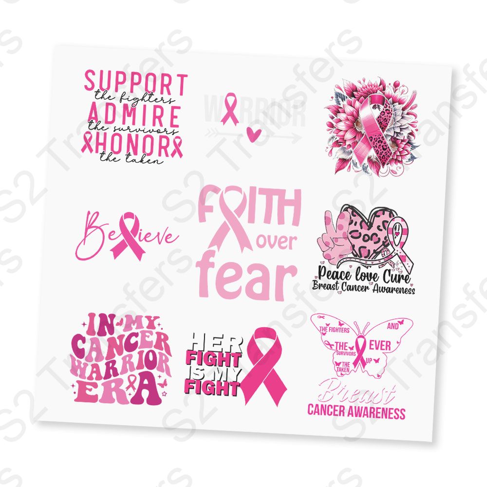 Breast Cancer UV DTF Sticker Sheet