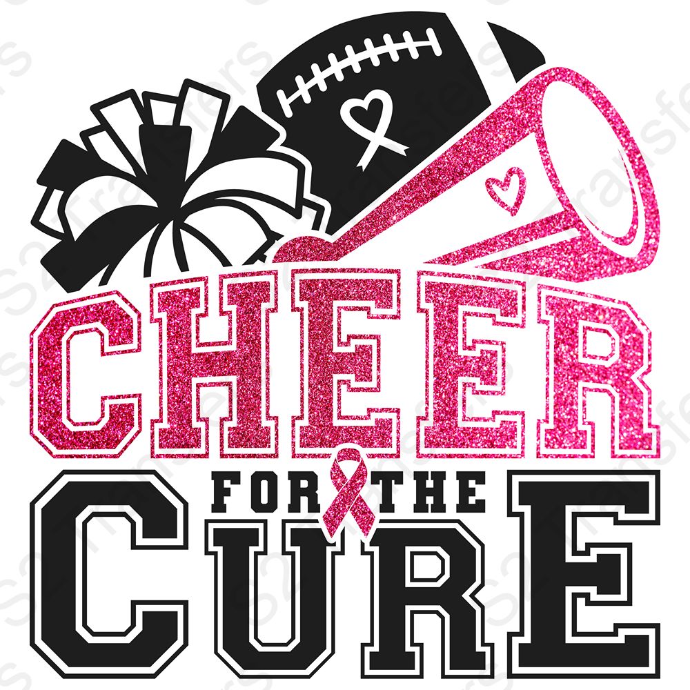 Cheer For The Cure Black And Faux Pink Glitter