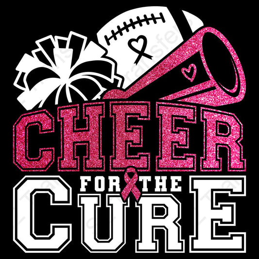 Cheer For The Cure White And Faux Pink Glitter