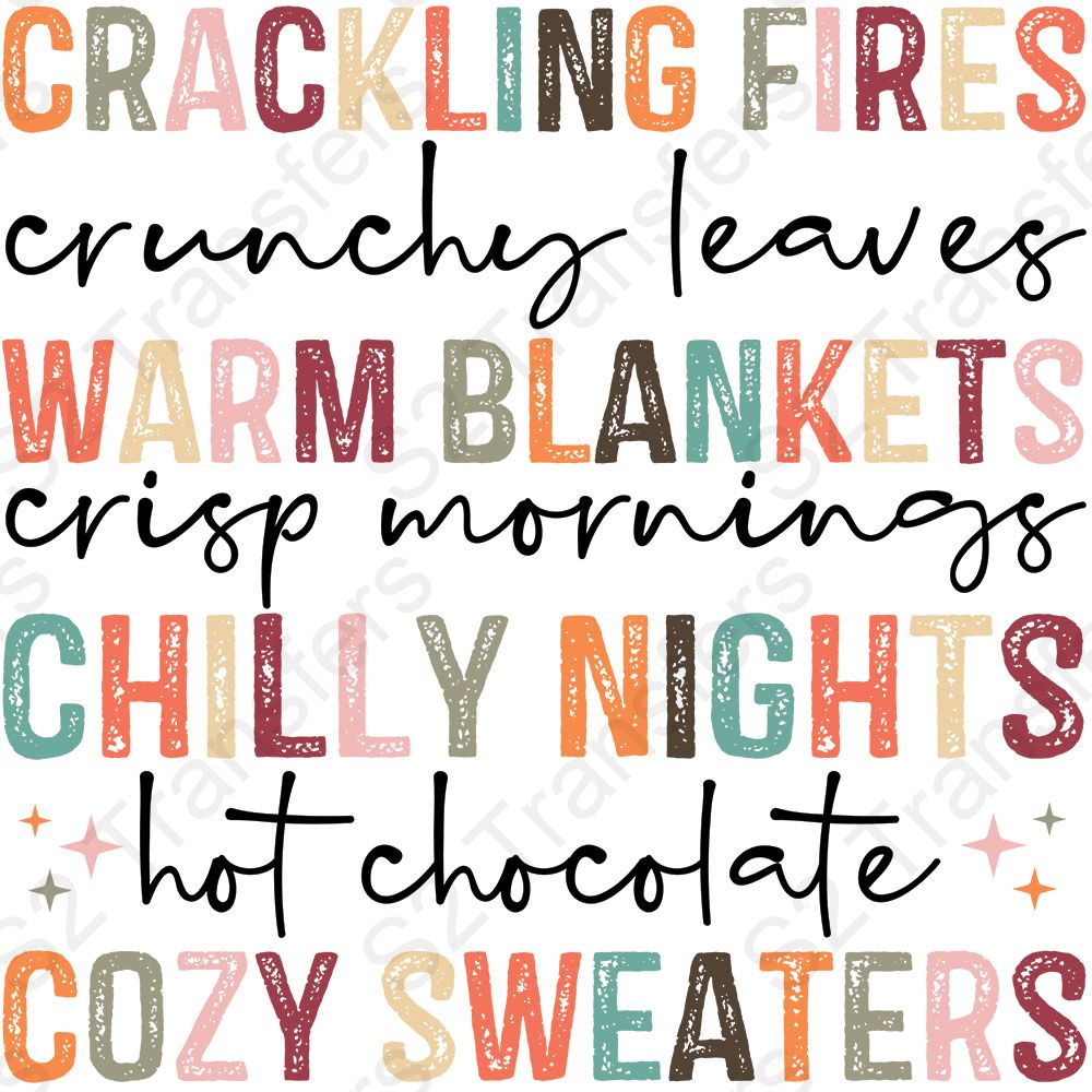 Crackling Fires Fall Word Art