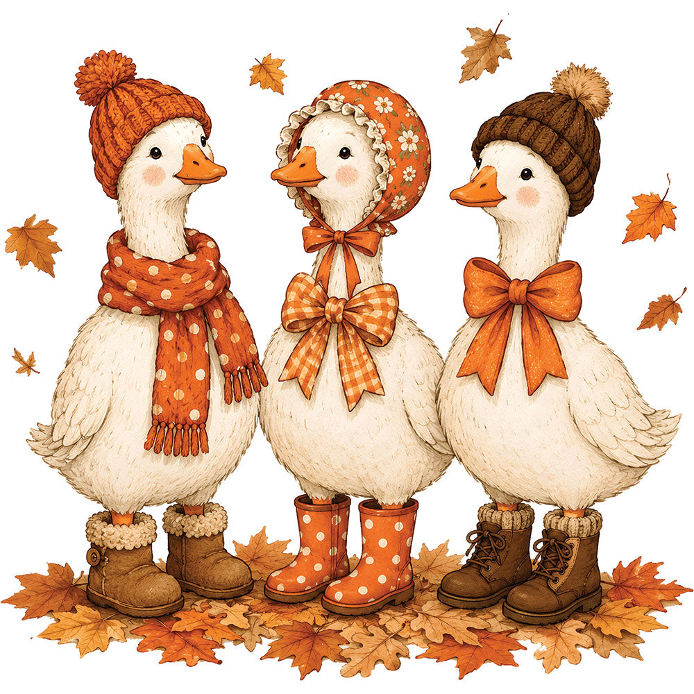 Cute Three Cozy Gooses – DTF Transfer