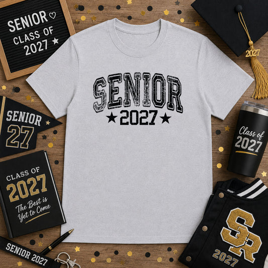 Distressed Senior 2027 Black – DTF Transfer