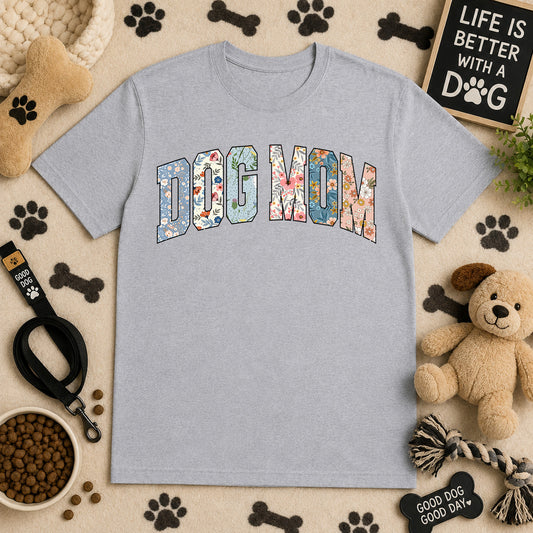 Dog Mom Floral Varsity – DTF Transfer