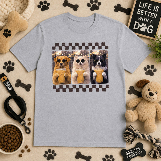 Dogs Drinking Iced Coffee – DTF Transfer