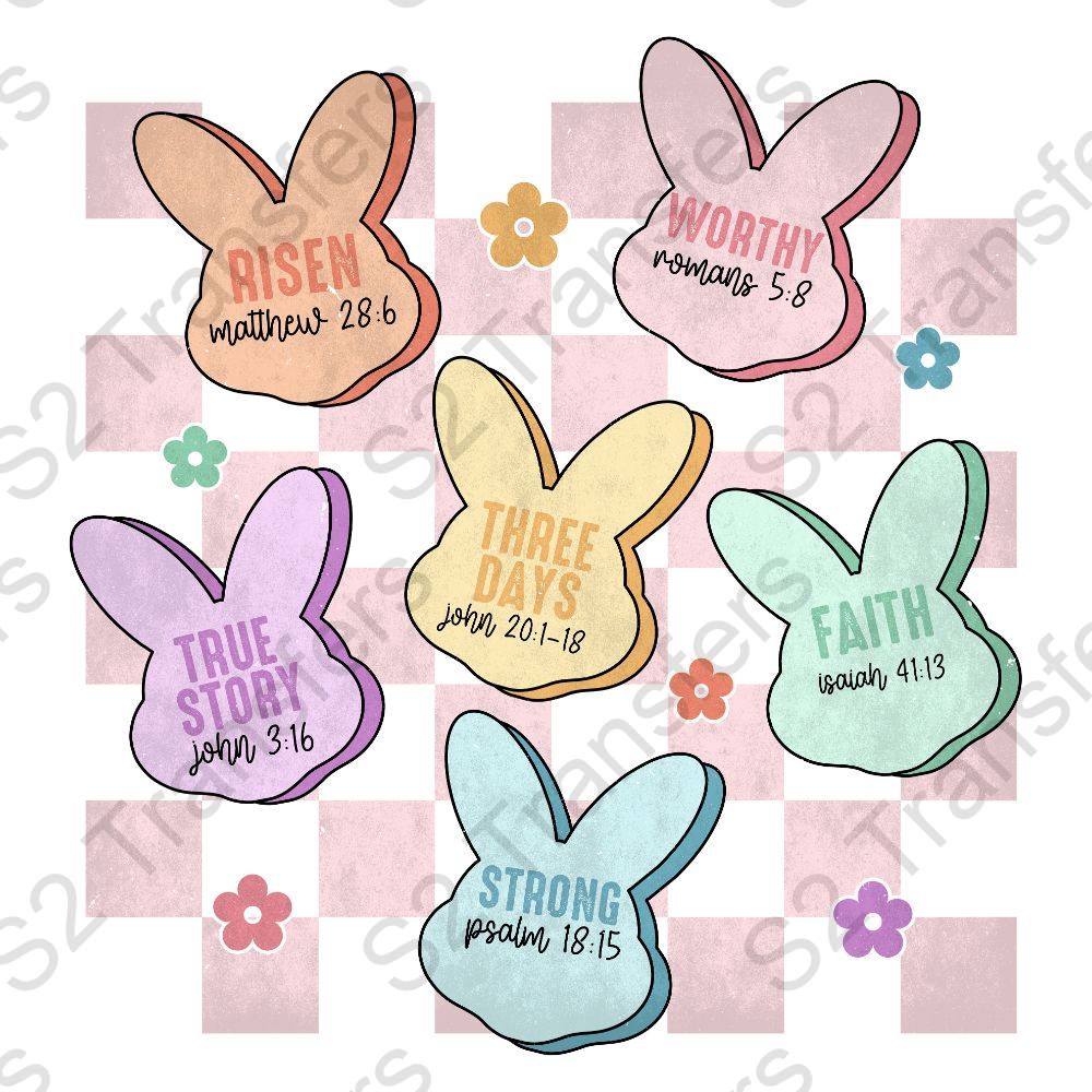 Easter Bunny Bible Verses Pink Checkered