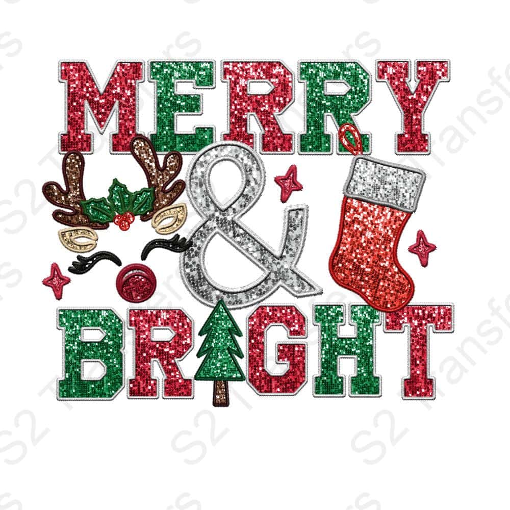 Faux Embroidery Merry and Bright