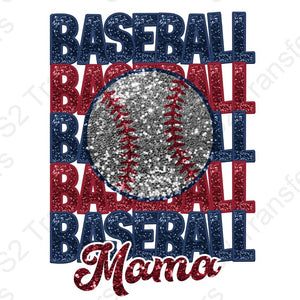 Faux Glitter & Embroidery Baseball Mama Stacked