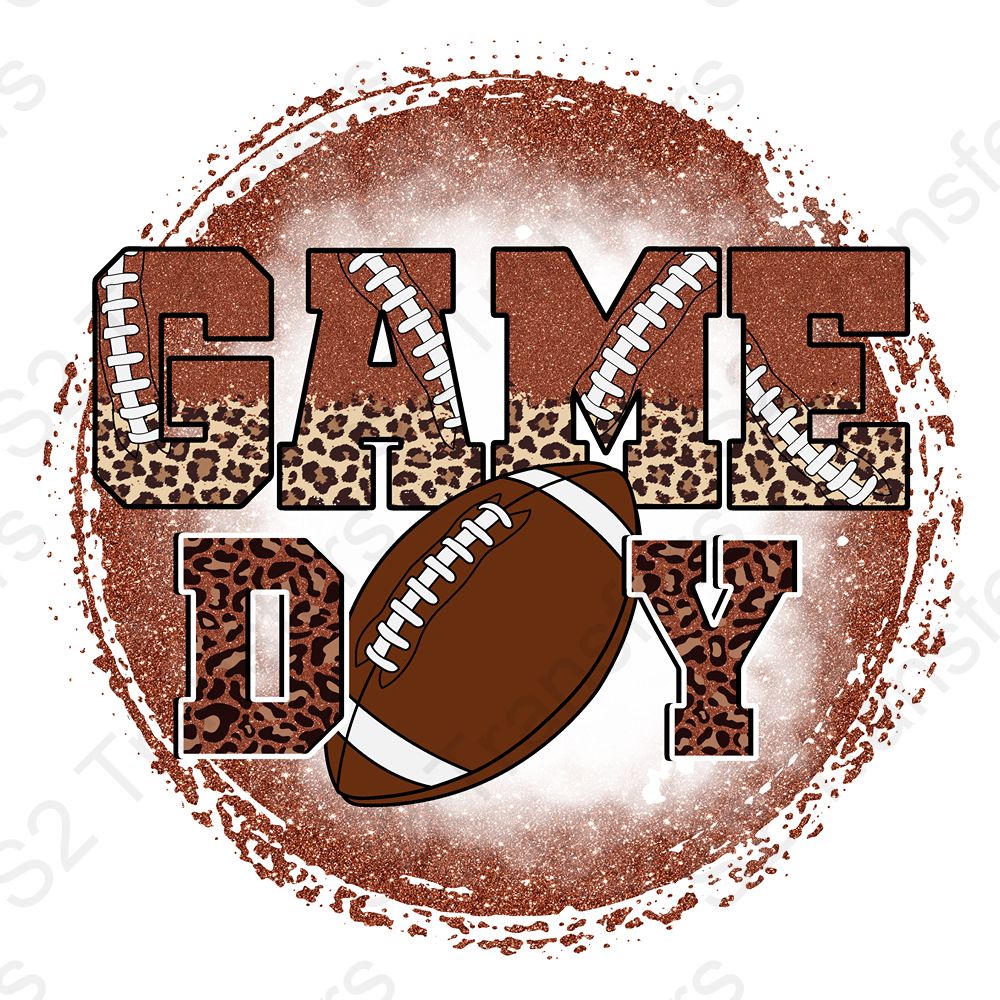 Faux Glitter Game Day Leopard Football