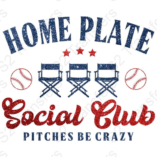 Faux Glitter Home Plate Social Club