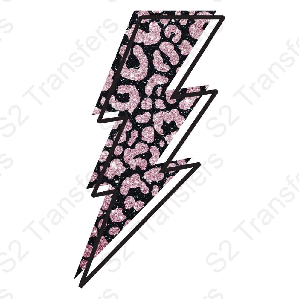 Faux Glitter Leopard Lightning Bolt