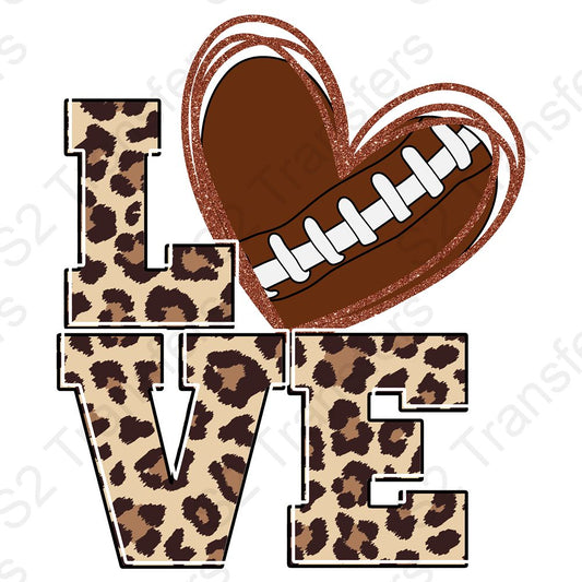 Faux Glitter Love Football Leopard