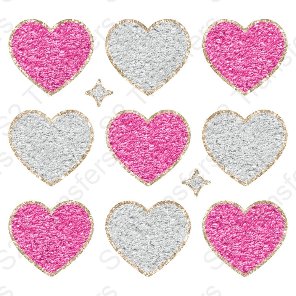 Faux Glitter Patch Hearts