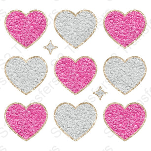 Faux Glitter Patch Hearts