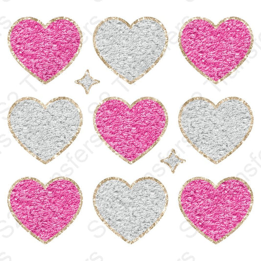 Faux Glitter Patch Hearts