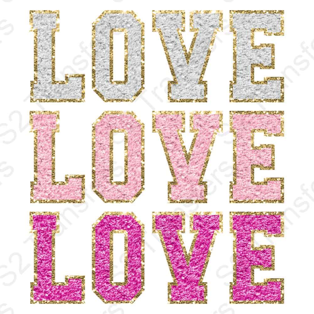 Faux Glitter Patch Love