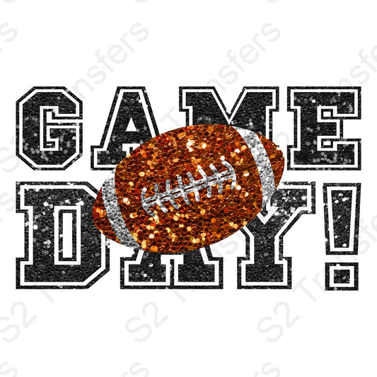 Faux Sequin Game Day Football Black