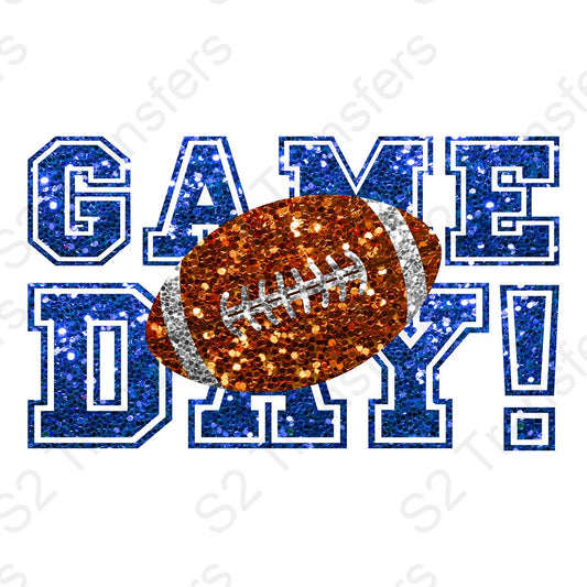 Faux Sequin Game Day Football Blue