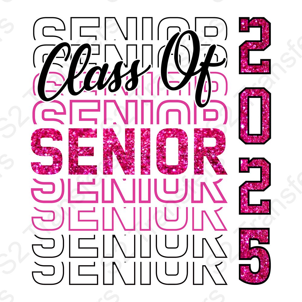 Faux Sequins Class Of 2025 Senior Pink And Black