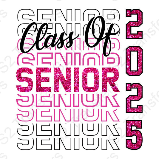 Faux Sequins Class Of 2025 Senior Pink And Black