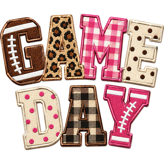 Faux Embroidery Game Day Pink – DTF Transfer
