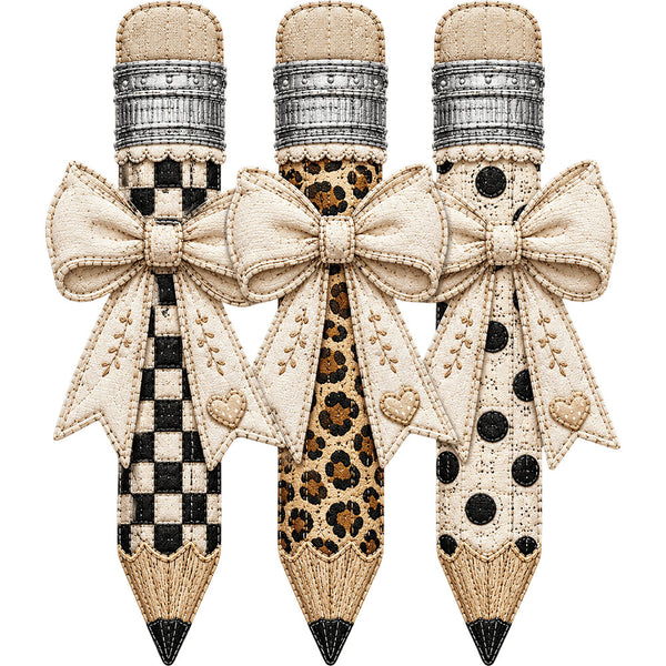 Faux Embroidery Tan Pencils – DTF Transfer