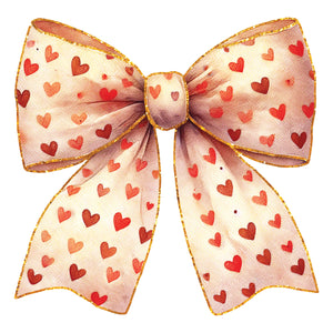 Faux Glitter Beige Bow Heart - DTF Transfer