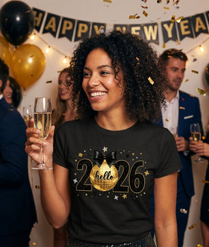 Faux Glitter Hello 2026 – DTF Transfer