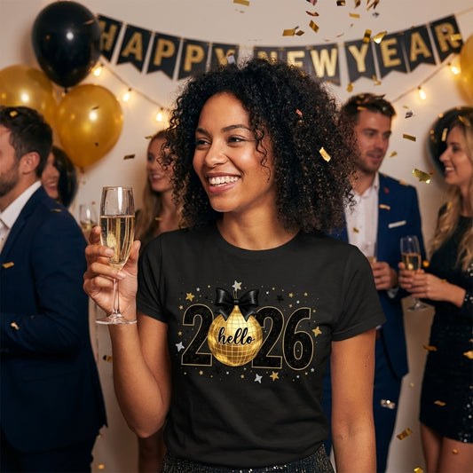 Faux Glitter Hello 2026 – DTF Transfer