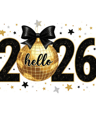 Faux Glitter Hello 2026 – DTF Transfer