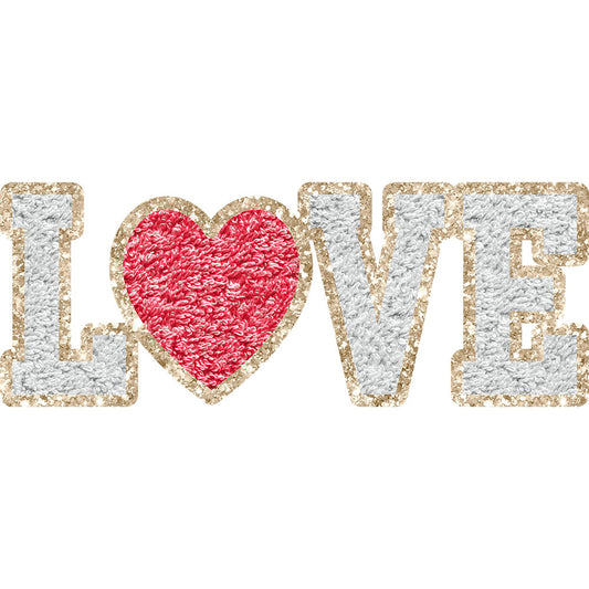 Faux Glitter Patch Love Red Heart - DTF Transfer