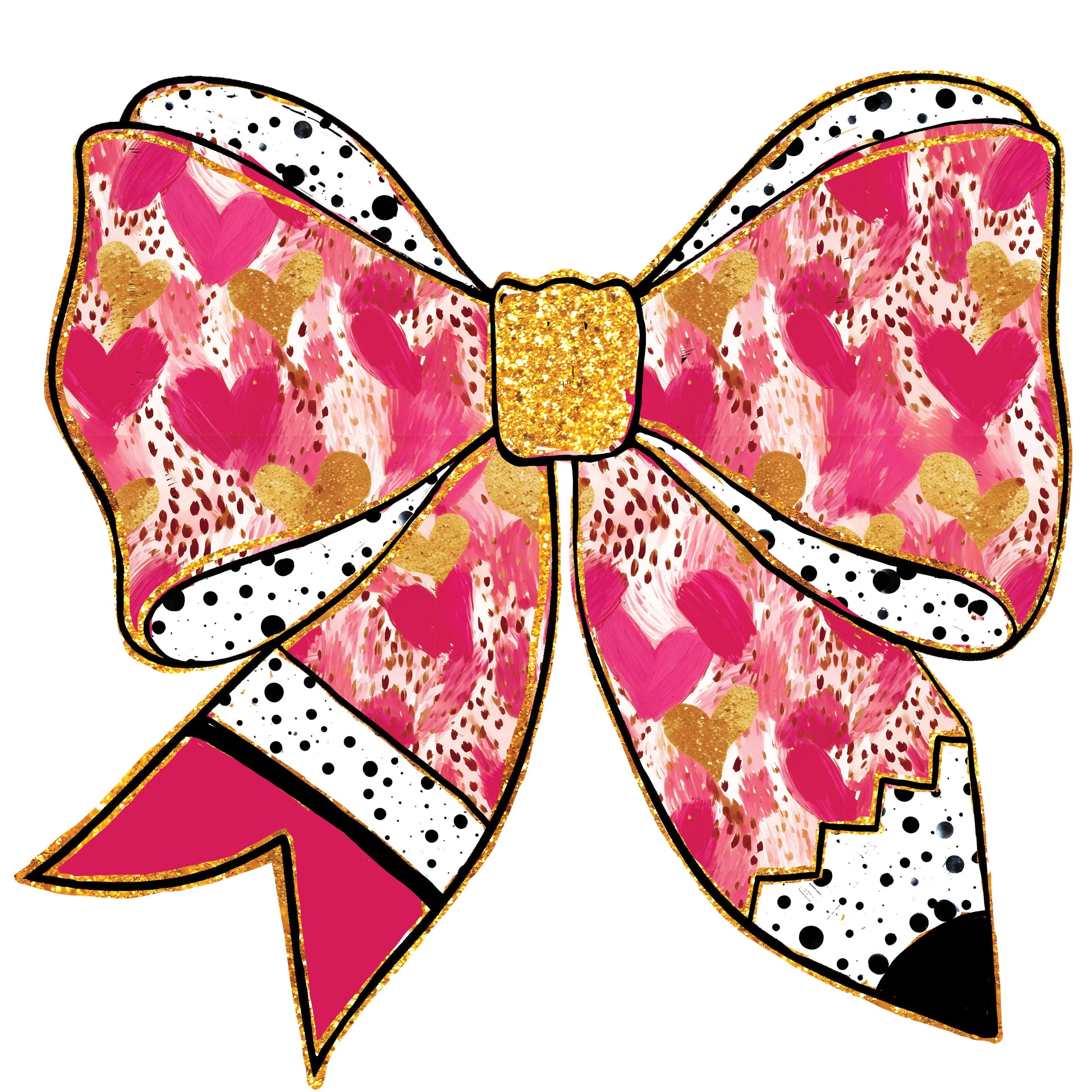 Faux Glitter Pencil Bow - DTF Transfer