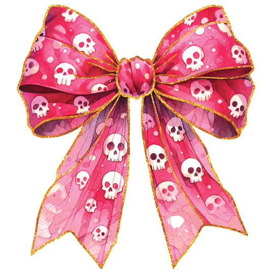 Faux Glitter Skulls Bow - DTF Transfer