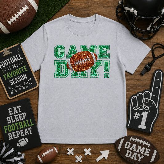 Faux Sequin Game Day Football Green – DTF Transfer