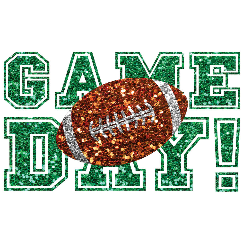 Faux Sequin Game Day Football Green – DTF Transfer